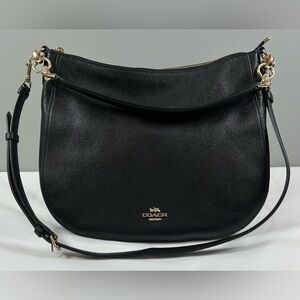 Coach Black Chelsea 32 Hobo Pebble Leather Shoulder Bag Crossbody Gold Hardware